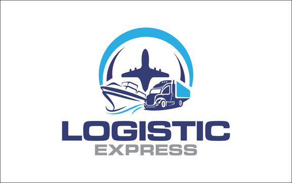 Illustration logistics and express delivery company logo design template