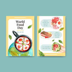 Menu template with world food day concept design for restaurant and food shop watercolor vector