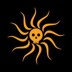 skull flat symbol with sun. skull pirate flag symbol. skull flat design vector illustration