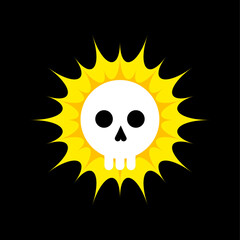 skull flat symbol with sun. skull pirate flag symbol. skull flat design vector illustration