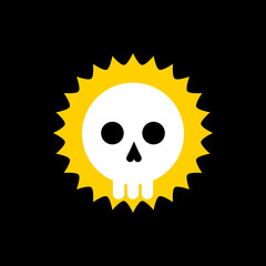 skull flat symbol with sun. skull pirate flag symbol. skull flat design vector illustration