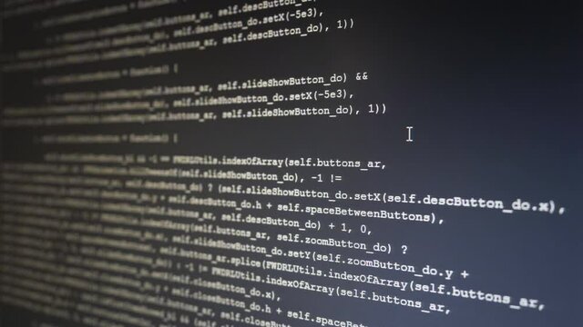Program code web software development, close-up screen lateral view
