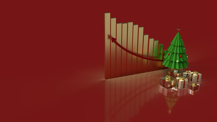 The Christmas tree gift boxes  and chart arrow up for holiday marketing content 3d rendering.