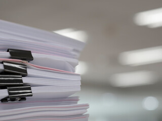 Document, many jobs waiting to be done on the table, busy concept
