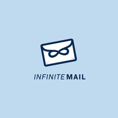 infinite unlimited mail logo with infinity icon on letter vector logo template