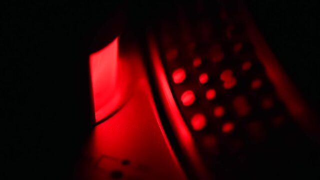 Macro red ray of light lighting vinyl player turntable