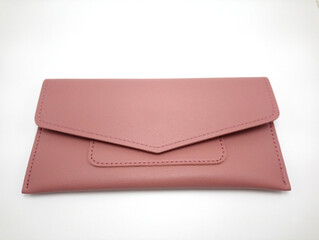 Pink flesh leather ladies wallet use to put money