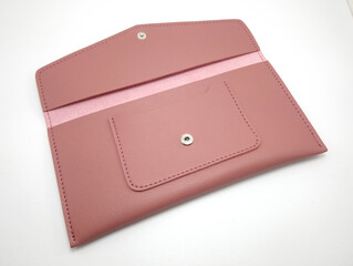 Pink flesh leather ladies wallet use to put money