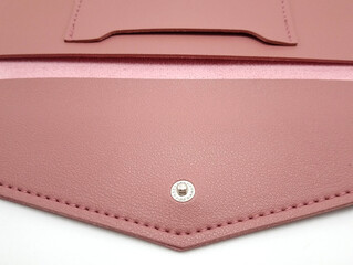 Pink flesh leather ladies wallet use to put money