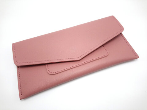 Pink flesh leather ladies wallet use to put money