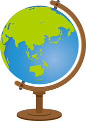 横から見た地球儀のイメージイラスト