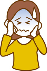 虫歯が痛くて歯医者に電話をしている女性のイメージイラスト