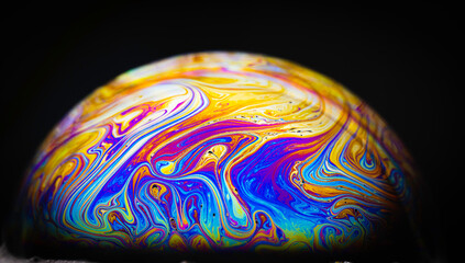 colourful wave and patterns with  rainbow effects in bubbles.