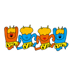 鬼　赤鬼　青鬼　デフォルメ　節分　ジャンプ