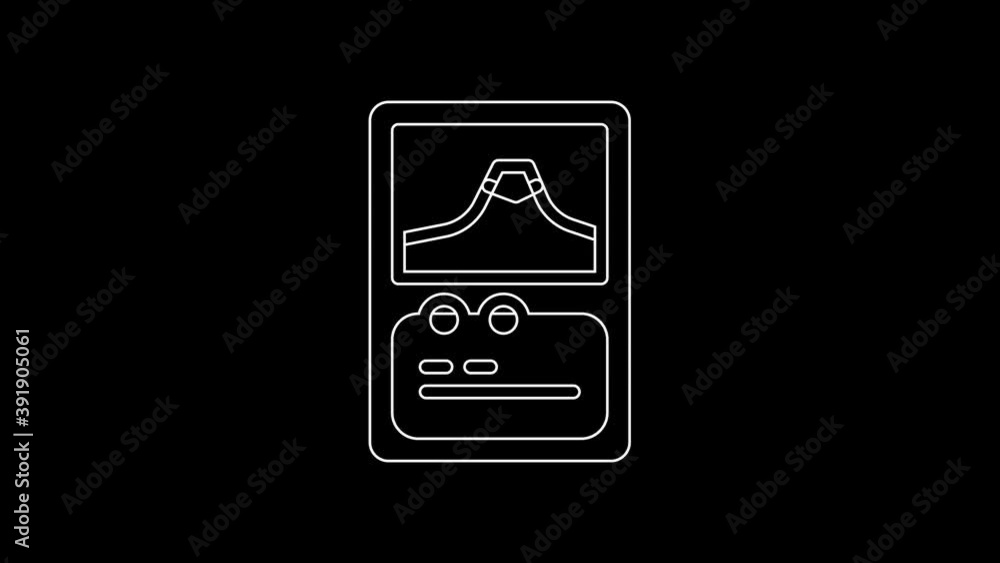 Poster white line card game collection icon isolated on black background. fantasy ui kit with magic items. 