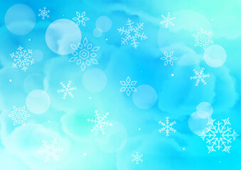 水彩　雪　結晶　背景　壁紙