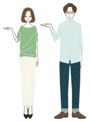 案内している男性と女性