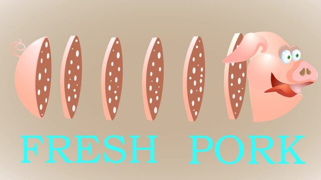animated pork logo on a light background for meat products