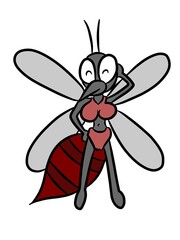 art cartoon mosquito on white background