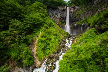 Foto op Canvas Beautiful mountain waterfall scenery close-up © ZHI