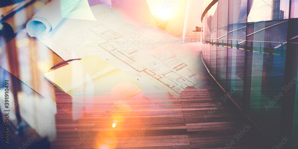 Poster architecture team designing a building