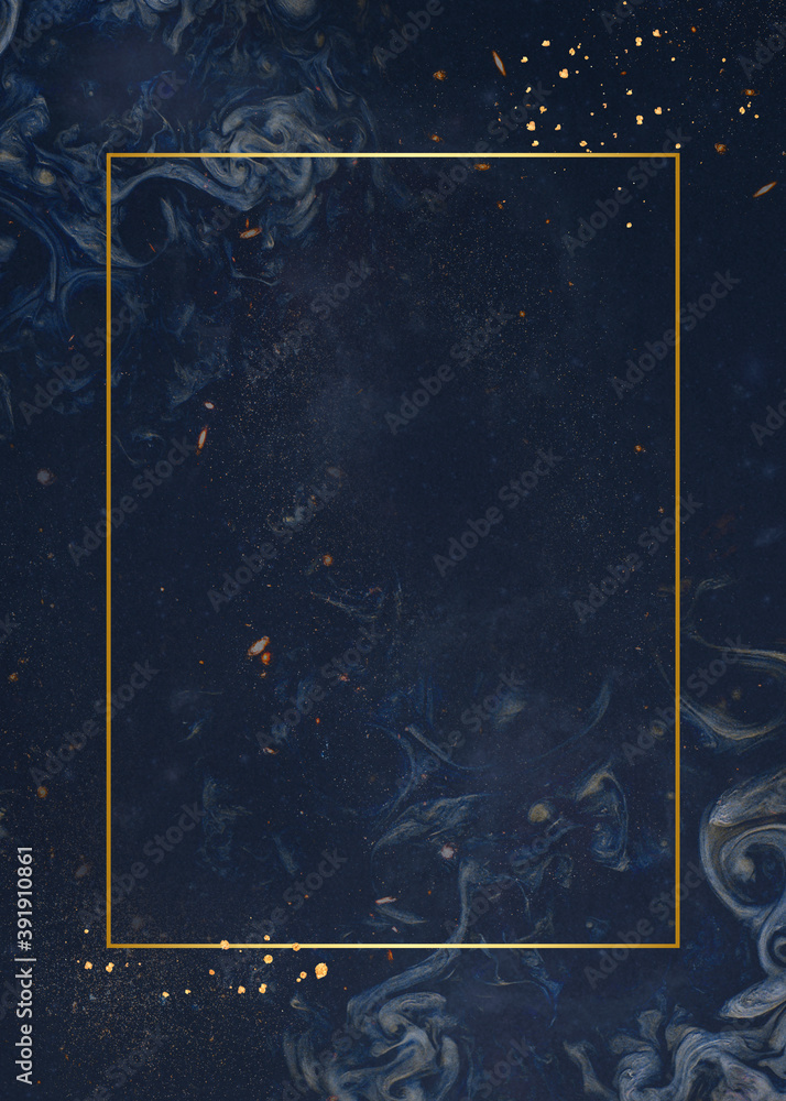 Poster golden rectangular frame on an abstract background