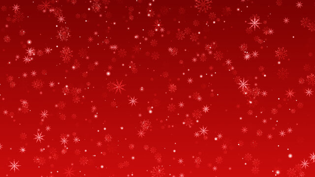 クリスマスイメージ　雪の結晶　赤背景