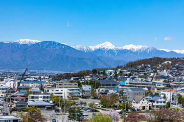 穂高連峰と松本市街