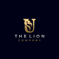Letter U Lion Head, Elegant Luxury Logo Design Vector