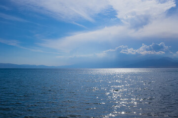 Close-up of sparkling lake, beautiful lake