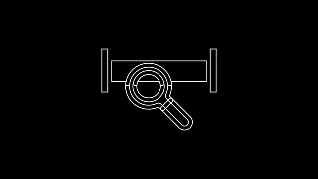 White line Industry metallic pipe icon isolated on black background. Plumbing pipeline parts of different shapes. 4K Video motion graphic animation