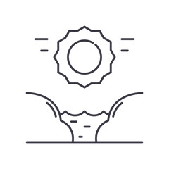 Sunrise icon, linear isolated illustration, thin line vector, web design sign, outline concept symbol with editable stroke on white background.