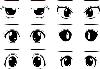 Cute anime-style big black eyes in normal times