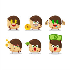 Chocolate slime cookies cartoon character with cute emoticon bring money