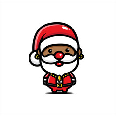 cute santa claus character in black skin