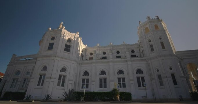 Low angle view of the Historic Sacred Heart Catholic Church on Galveston Island, Texas. This video was filmed in 4k for best image quality.