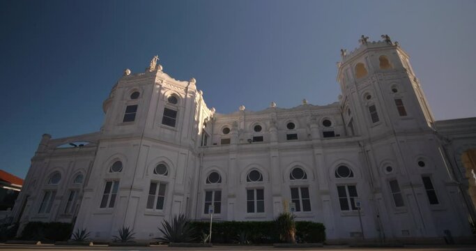Low angle view of the Historic Sacred Heart Catholic Church on Galveston Island, Texas. This video was filmed in 4k for best image quality.
