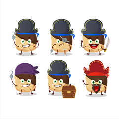 Cartoon character of chocolate slime cookies with various pirates emoticons