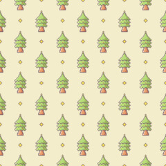 pixel pine tree seamless pattern background design vector