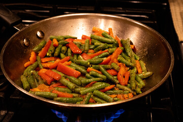vegetables in a pan