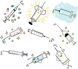 Hand drawn cute medical syringe