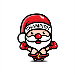 boxing champion santa claus cute character