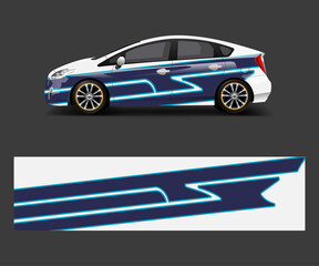 Fototapeta na wymiar Racing car wrap with abstract stripe shapes for Company. Sport car racing wrap vector design template design vector