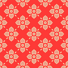 Japanese Lotus Motif Vector Seamless Pattern