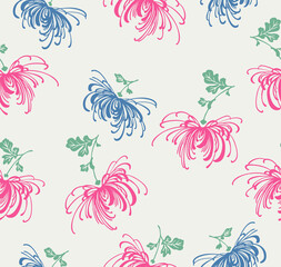 Japanese Sweet Flower Art Vector Seamless Pattern