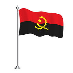 Angolan Flag. Isolated Wave Flag of Angola Country. Independence Day.