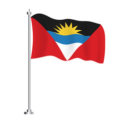 Antigua and Barbuda Flag. Isolated Wave Flag of Antigua and Barbuda Country.