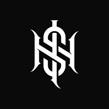 NS initial of a black and white logo