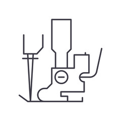 Sewing business icon, linear isolated illustration, thin line vector, web design sign, outline concept symbol with editable stroke on white background.