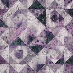 Dark moody purple and green geometric shape seamless textural repeat pattern. Highly intricate and deeply detailed background swatch. Luxurious rich fashion textile geo feel.